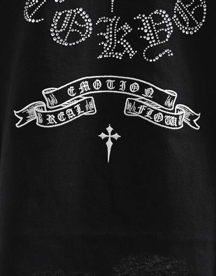 REFLEM【レフレム】クロスラインストーンTシャツ/全2色