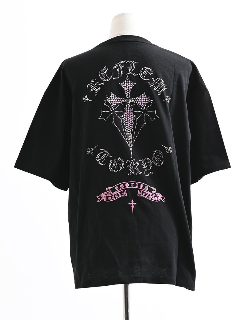 紫*ん様 REFLEM クロス柄　ラインストーン　紫 REFLEM【レフレム】クロスラインストーンTシャツ/全2色