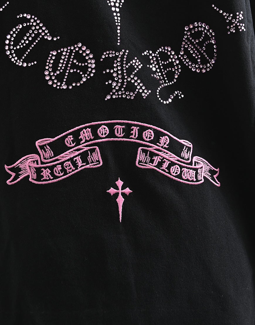 REFLEM【レフレム】クロスラインストーンTシャツ/全2色