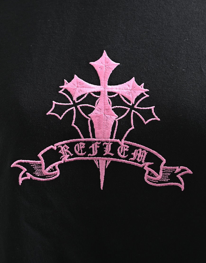 紫*ん様 REFLEM クロス柄　ラインストーン　紫 REFLEM【レフレム】クロスラインストーンTシャツ/全2色
