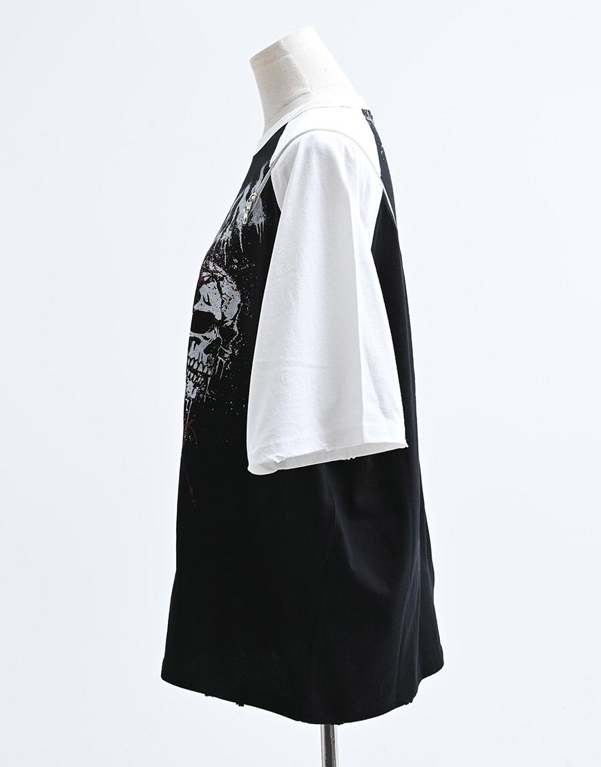 REFLEM【レフレム】スカルプリントジップ使いラグランTシャツ/全2色
