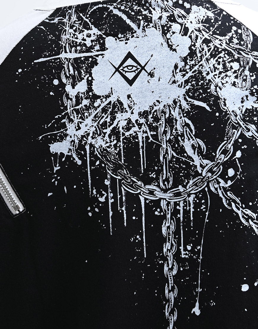 REFLEM【レフレム】スカルプリントジップ使いラグランTシャツ/全2色