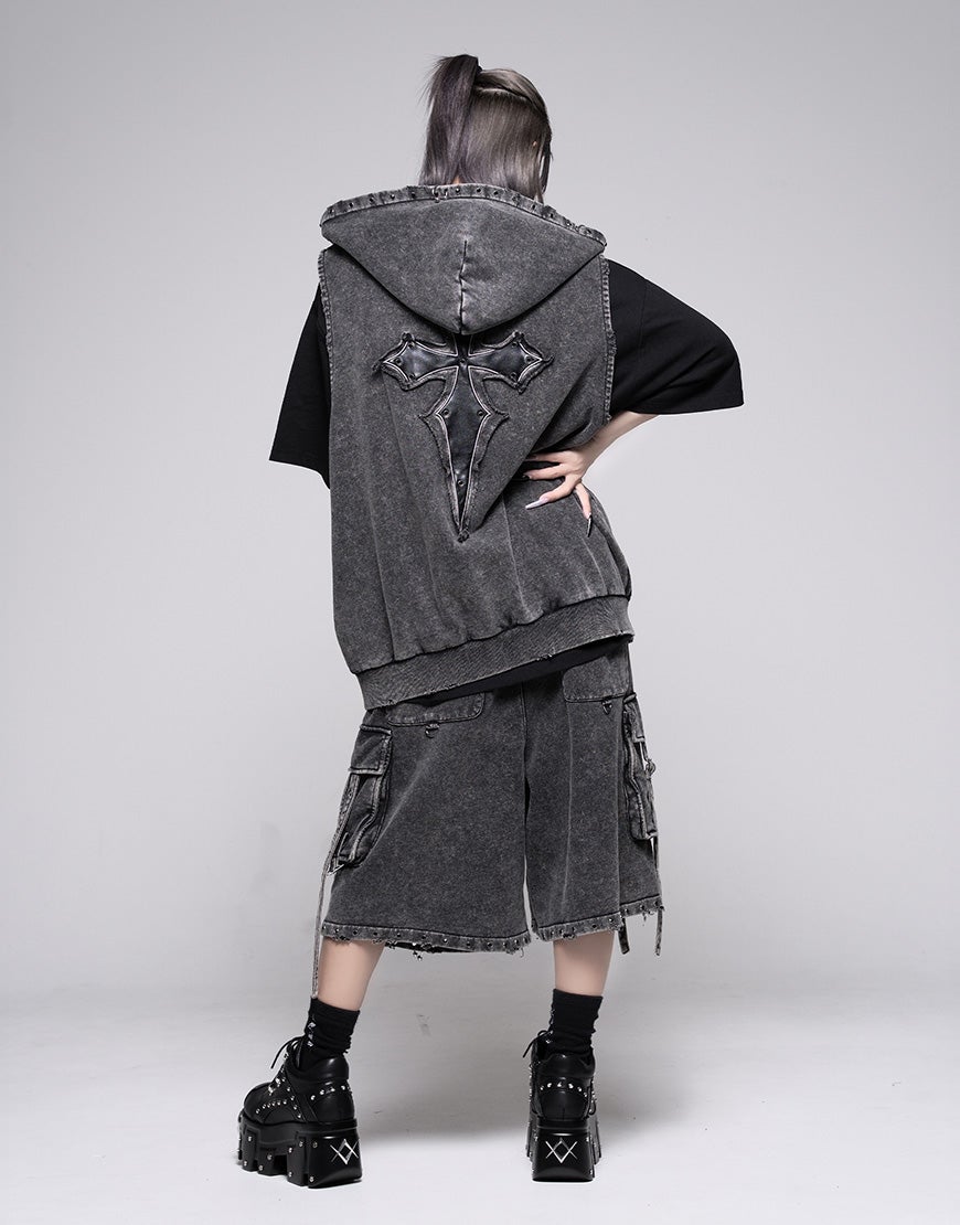 REFLEM【レフレム】ピグメント加工クロスパッチ付きノースリーブ