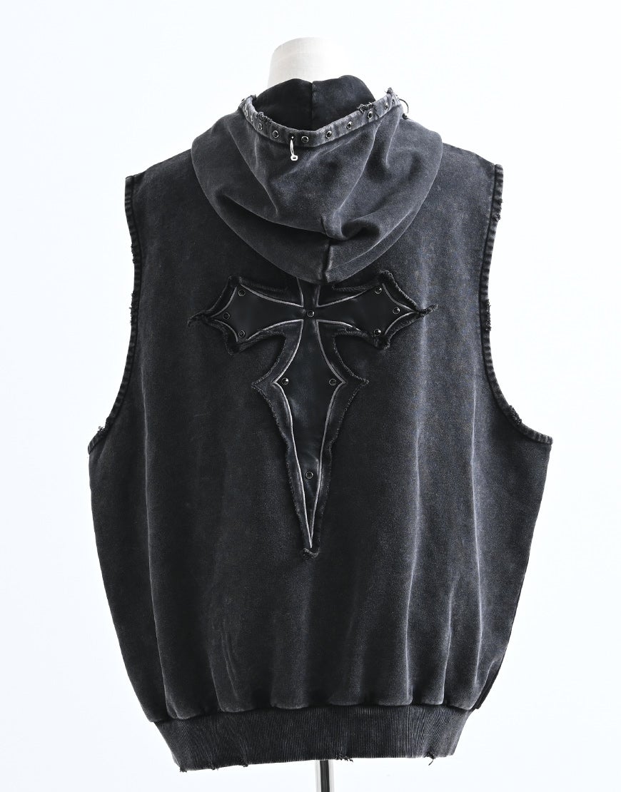 REFLEM【レフレム】ピグメント加工クロスパッチ付きノースリーブ