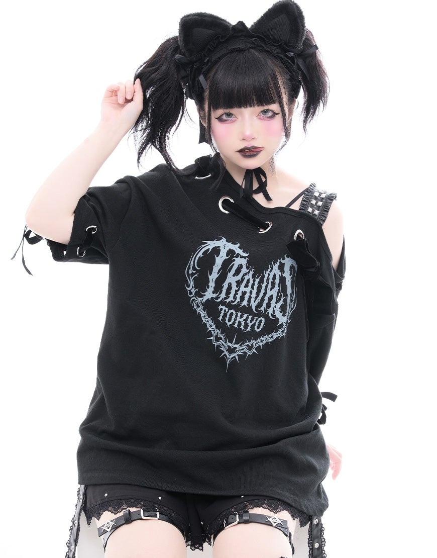 TRAVAS TOKYO【トラバストーキョー】オフショルハトメリボントップス/全2色