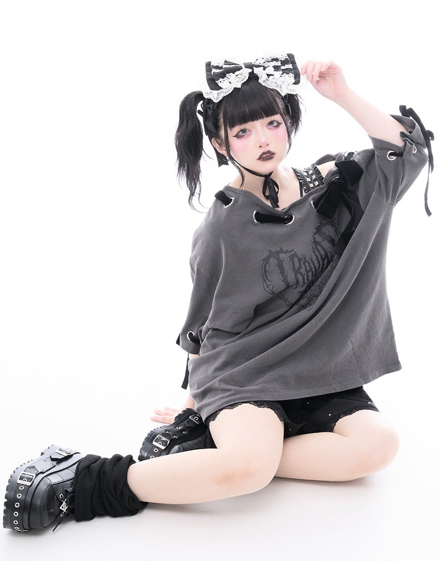 TRAVAS TOKYO【トラバストーキョー】オフショルハトメリボントップス/全2色
