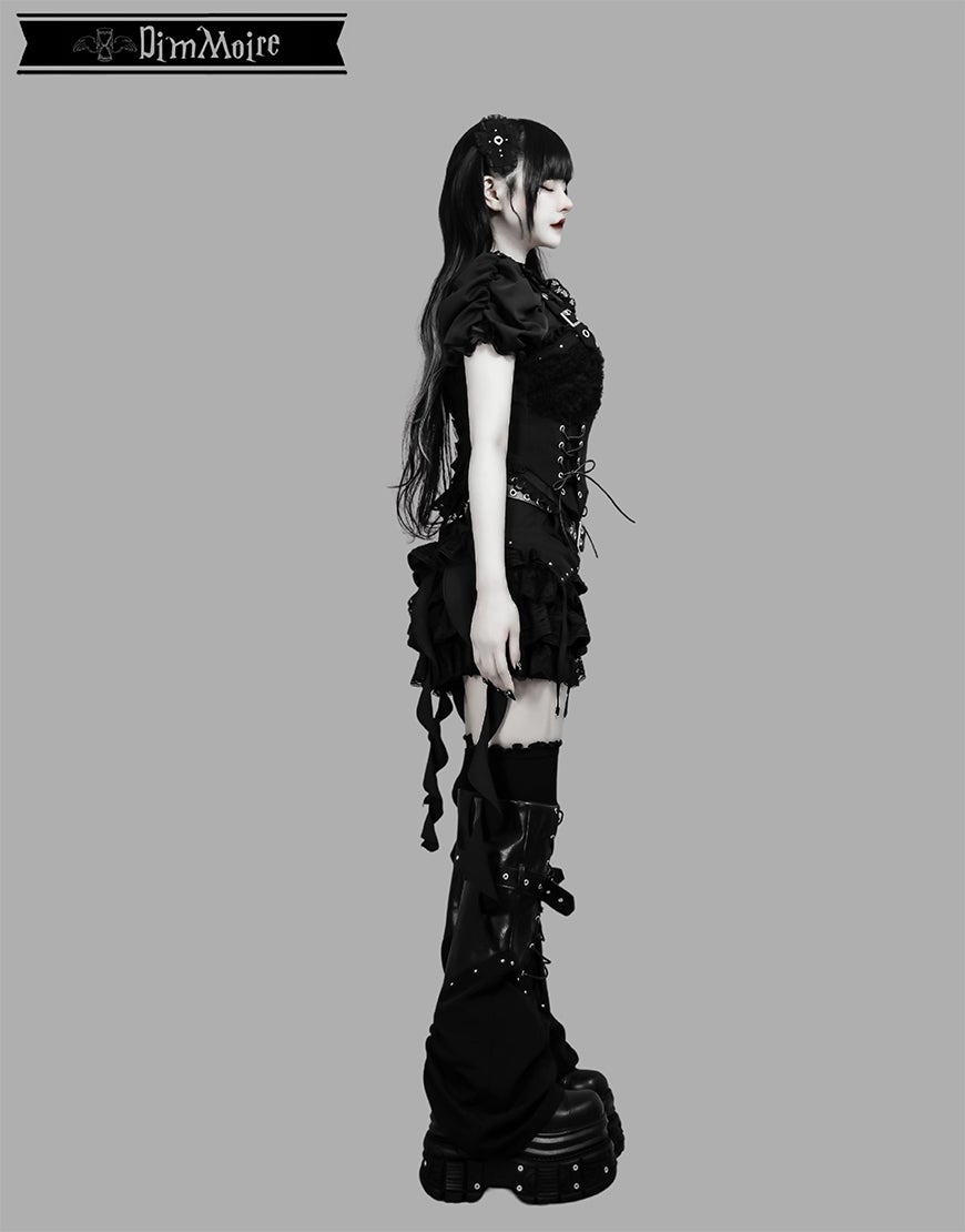 DimMoire【ディムモアール】拘束編み上げニーハイウォーマー/Black