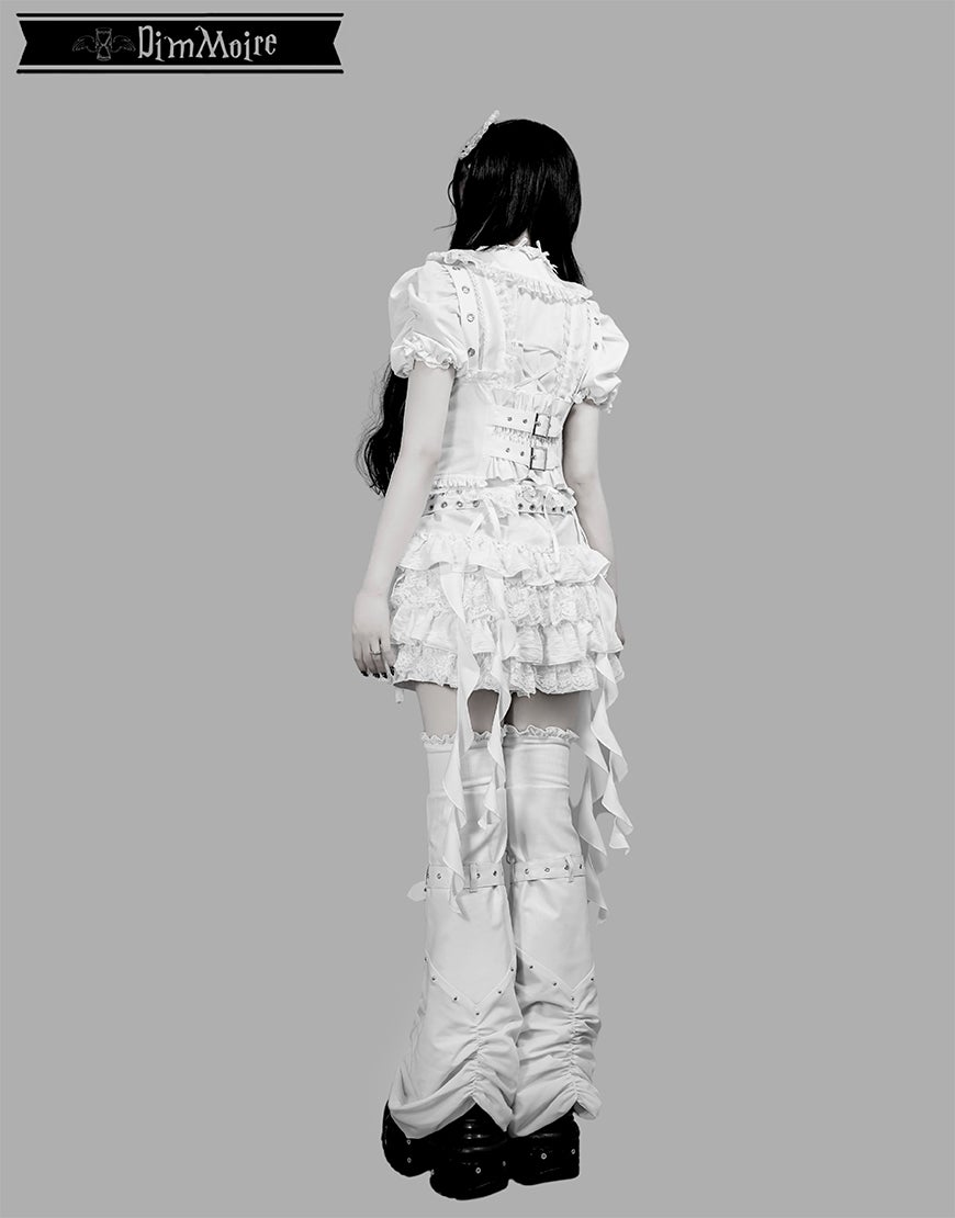DimMoire【ディムモアール】拘束編み上げニーハイウォーマー/White