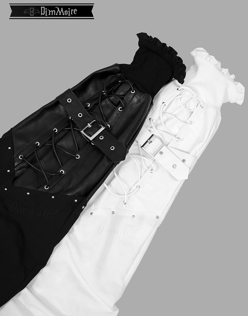 DimMoire【ディムモアール】拘束編み上げニーハイウォーマー/White