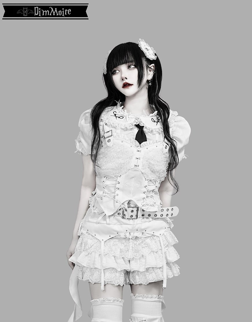 DimMoire ディムモアール フリルミニスカパン ホワイト DimMoire【ディムモアール】Fallen Frillショートパンツ/White