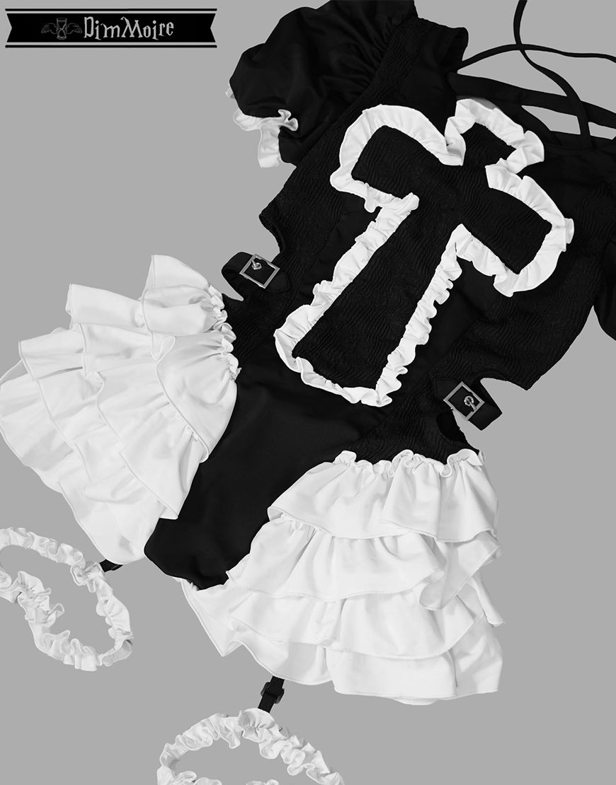 DimMoire【ディムモアール】祈りの十字スイムウェア/Black×White