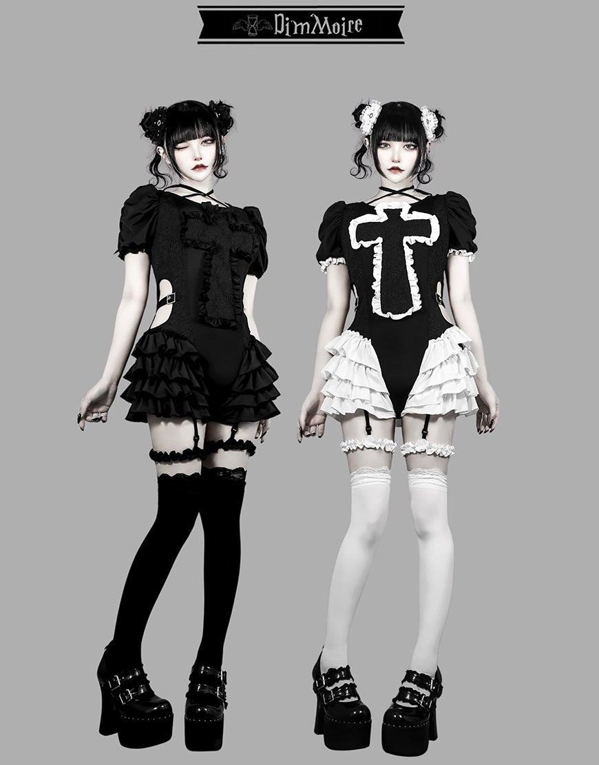 DimMoire【ディムモアール】祈りの十字スイムウェア/Black×White