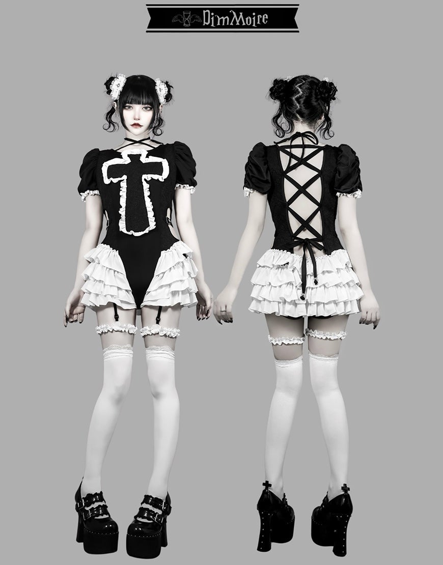 DimMoire【ディムモアール】祈りの十字スイムウェア/Black×White