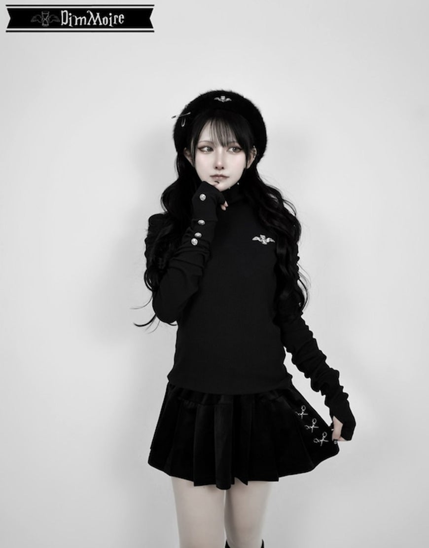 DimMoire くしゅくしゅニットトップス 黒 DimMoire【ディムモアール】くしゅくしゅニットトップス/Black