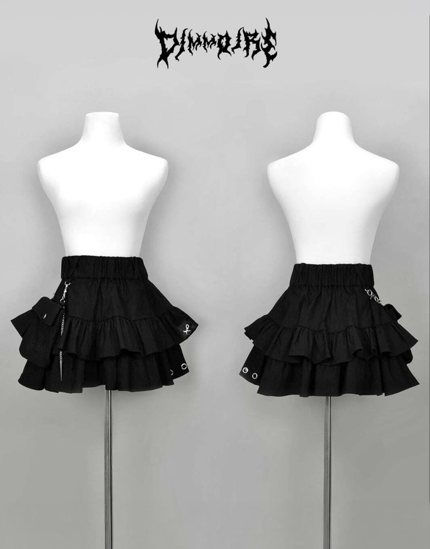 DimMoire フリルミニスカート ブラック DimMoire【ディムモアール】ポーチ付きフリルスカート/Black