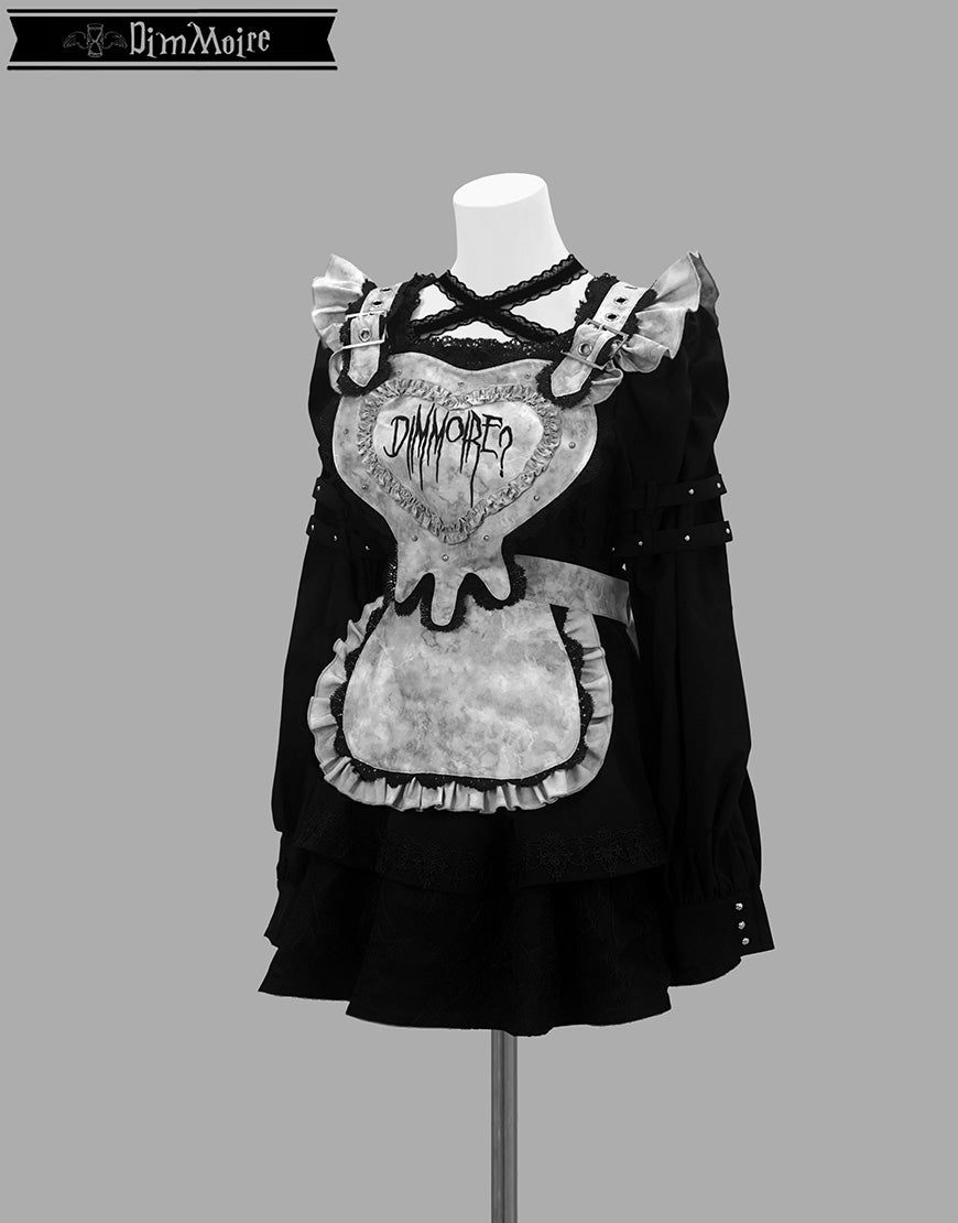 DimMoire【ディムモアール】Drip Heartメイドワンピース/Black×Gray