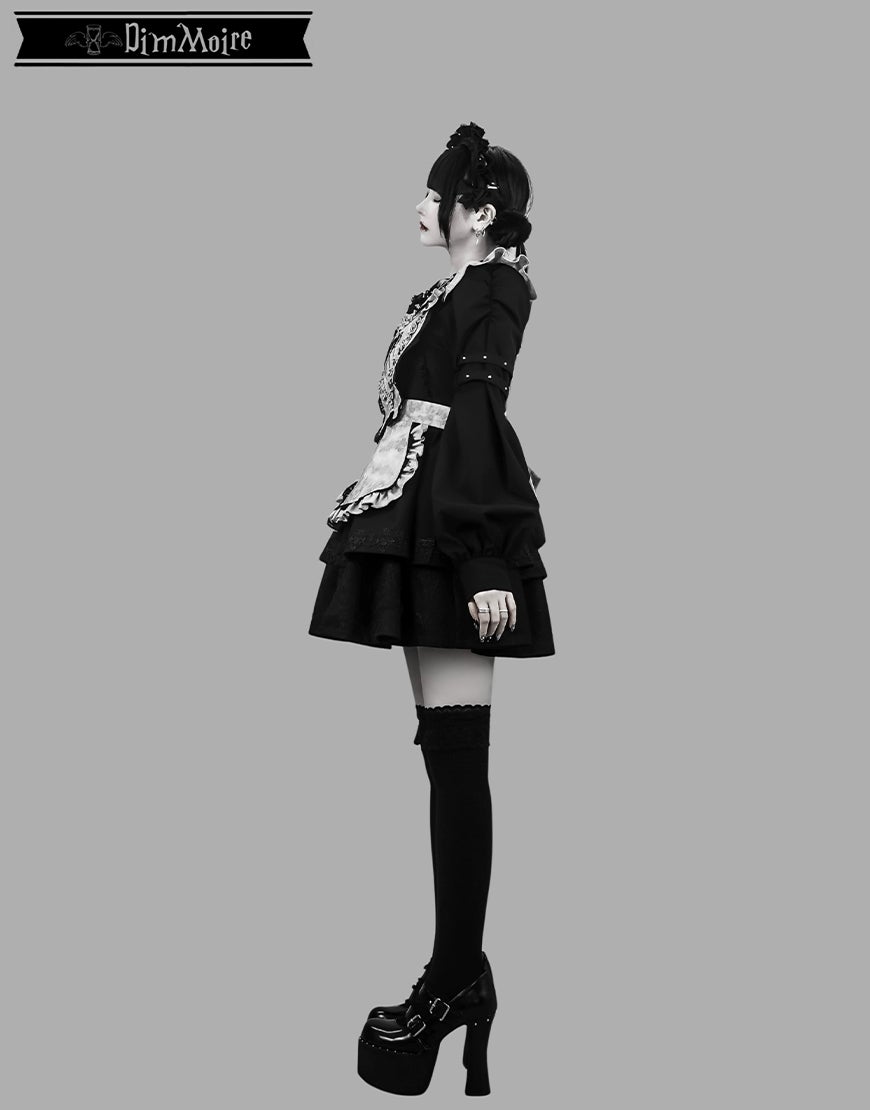DimMoire【ディムモアール】Drip Heartメイドワンピース/Black×Gray