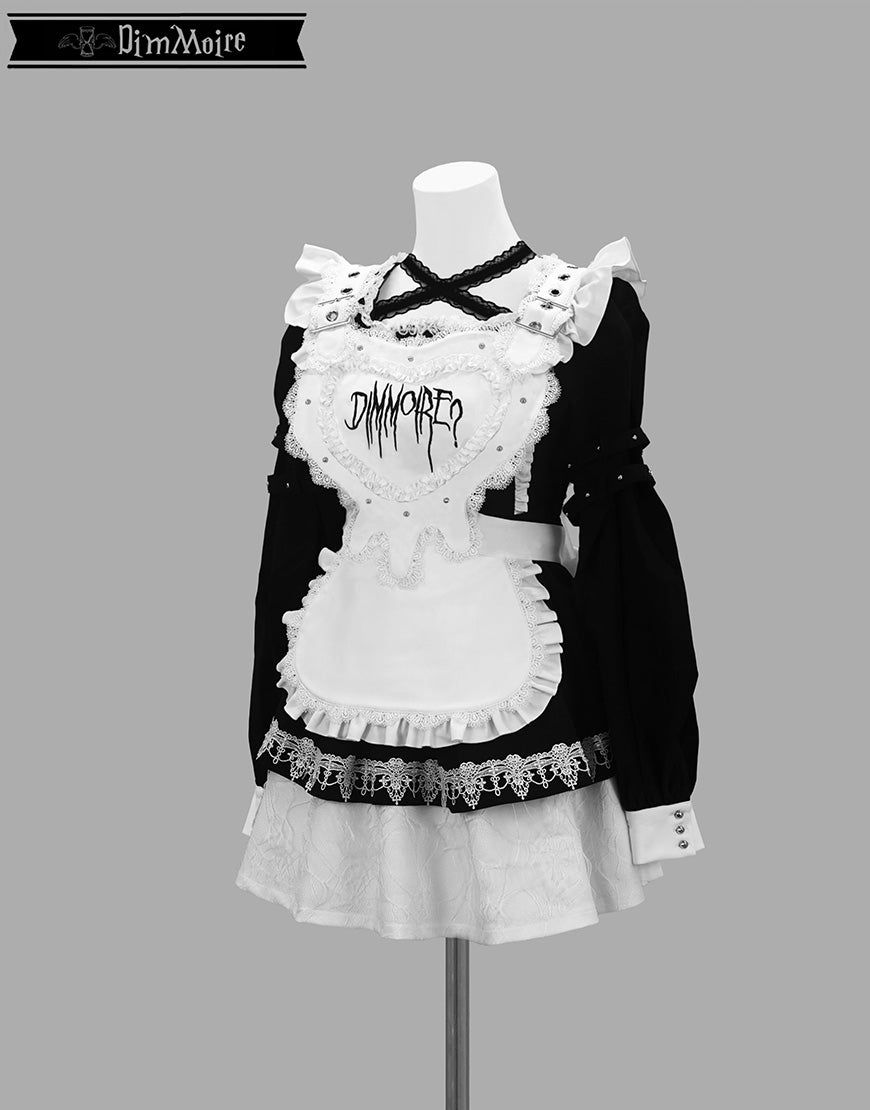 DimMoire【ディムモアール】Drip Heartメイドワンピース/Black×White