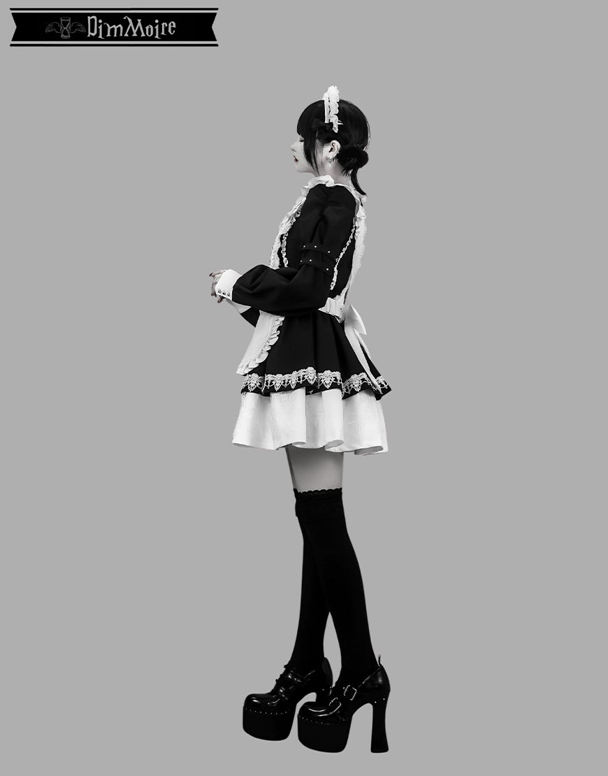 DimMoire【ディムモアール】Drip Heartメイドワンピース/Black×White