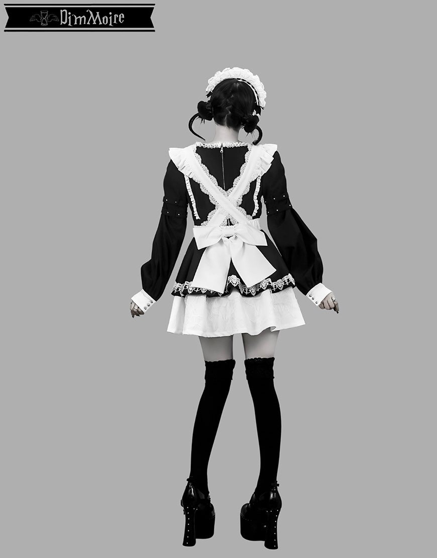 DimMoire【ディムモアール】Drip Heartメイドワンピース/Black×White