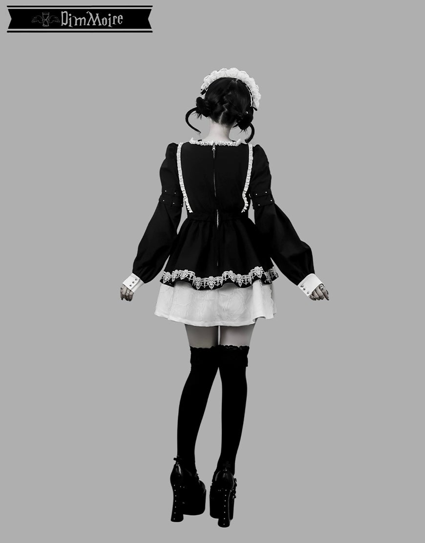 DimMoire【ディムモアール】Drip Heartメイドワンピース/Black×White