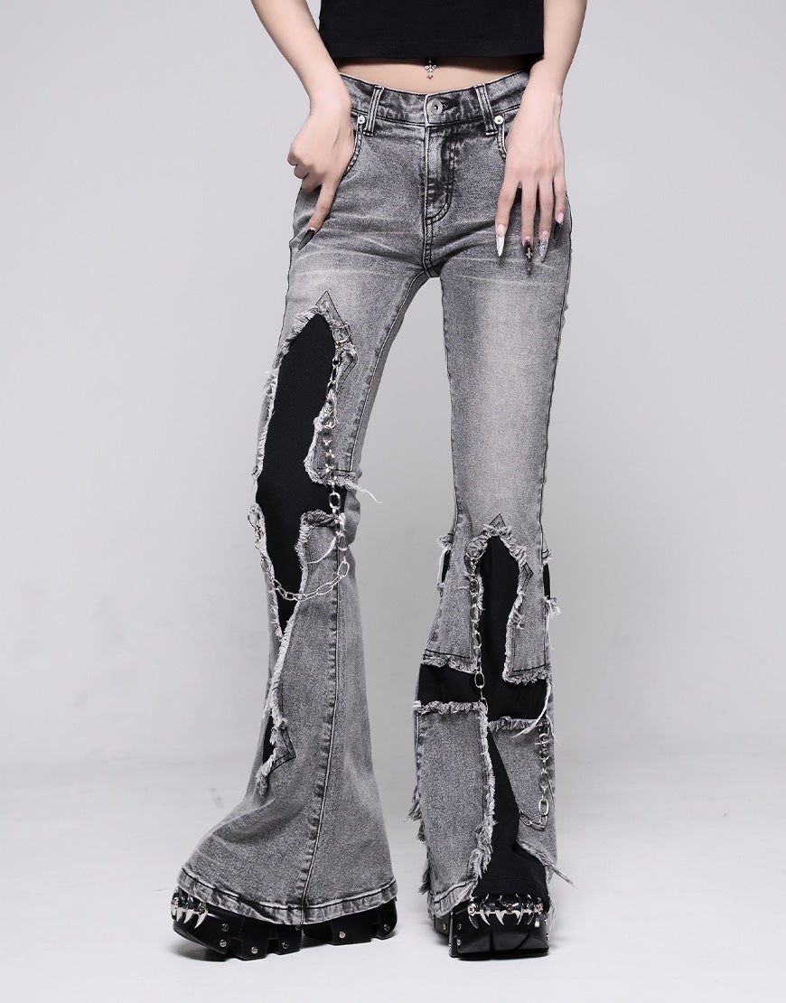 REFLEM【レフレム】クロスパッチフレアデニムパンツ/全2色 REFLEM【レフレム】クロスパッチフレアデニムパンツ/全2色