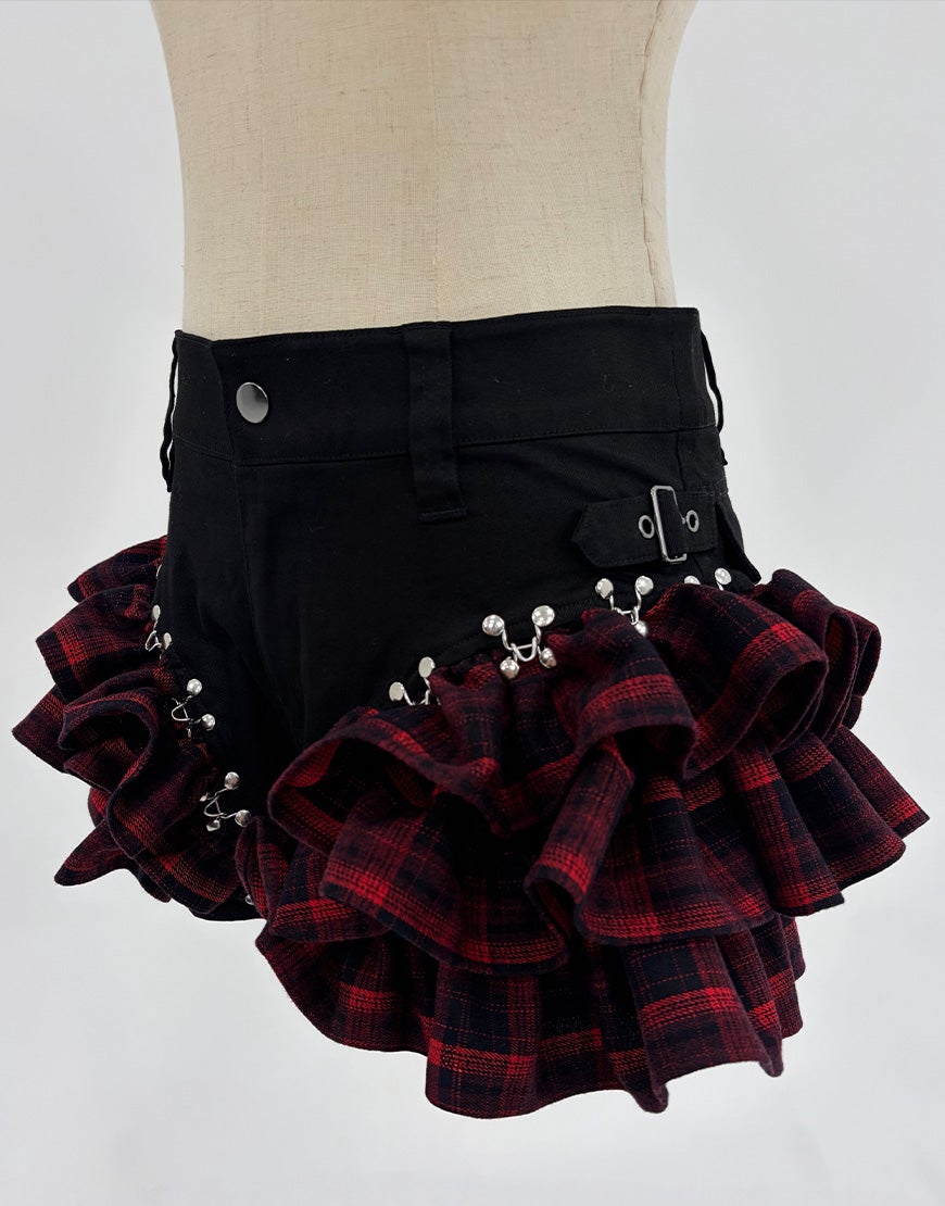 新品未開封 DustDevilダストデビルチェックフリルパンツ ブルー Mサイズ DustDevil【ダストデビル】Check Frill Skirt（チェックフリルスカート