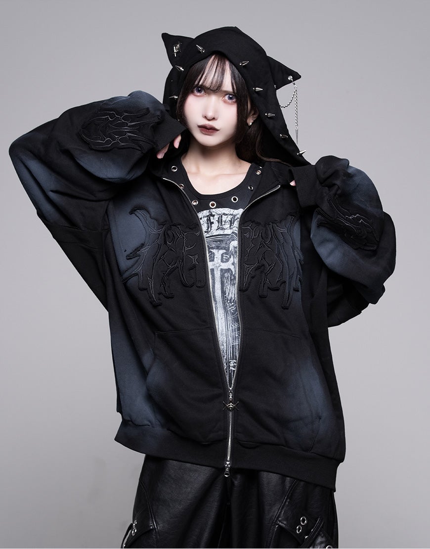 REFLEM【レフレム】加工猫耳ジップアップパーカー/全2色