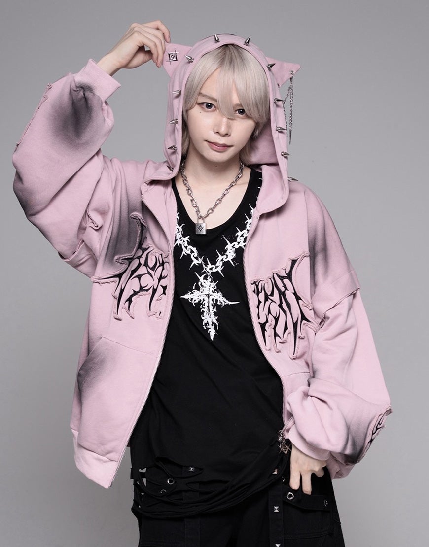 REFLEM【レフレム】加工猫耳ジップアップパーカー/全2色