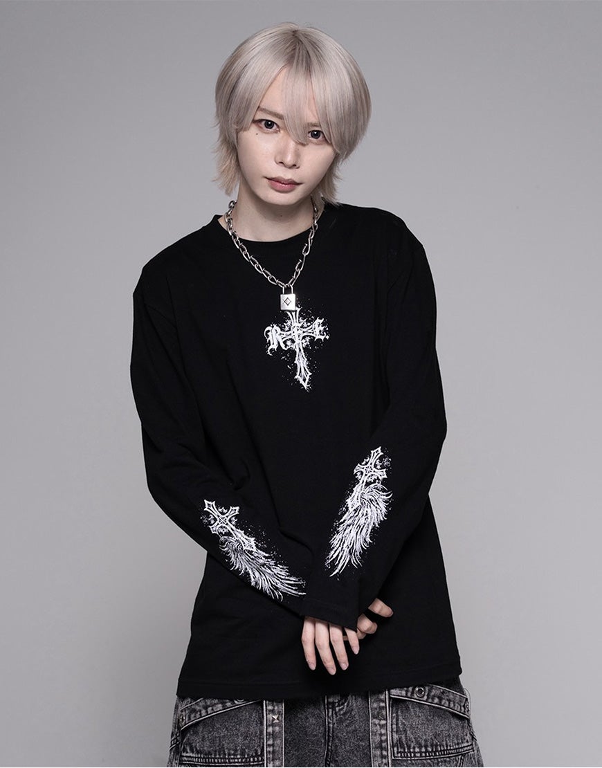 DIESEL BLACK GOLD 天使 グランジ ロンT RAFSIMONS系 REFLEM【レフレム】ゴシッククロスプリントロンT/全2色