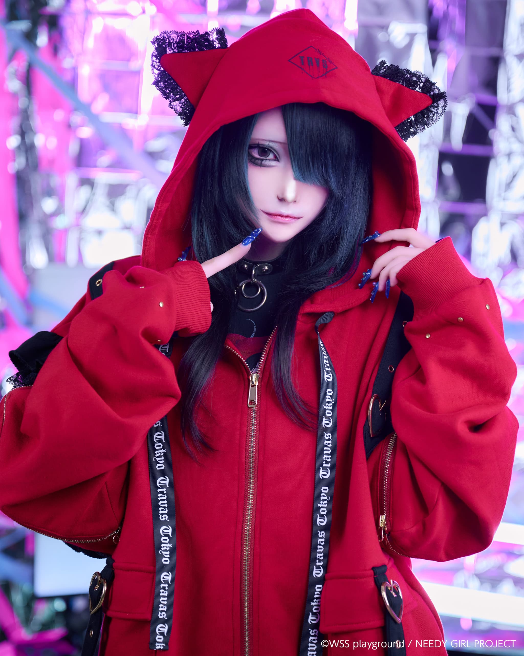 TRAVAS TOKYO 猫耳パーカー TRAVAS TOKYO×NEEDY GIRL OVERDOSE】猫耳ベルトフーディー/全2色