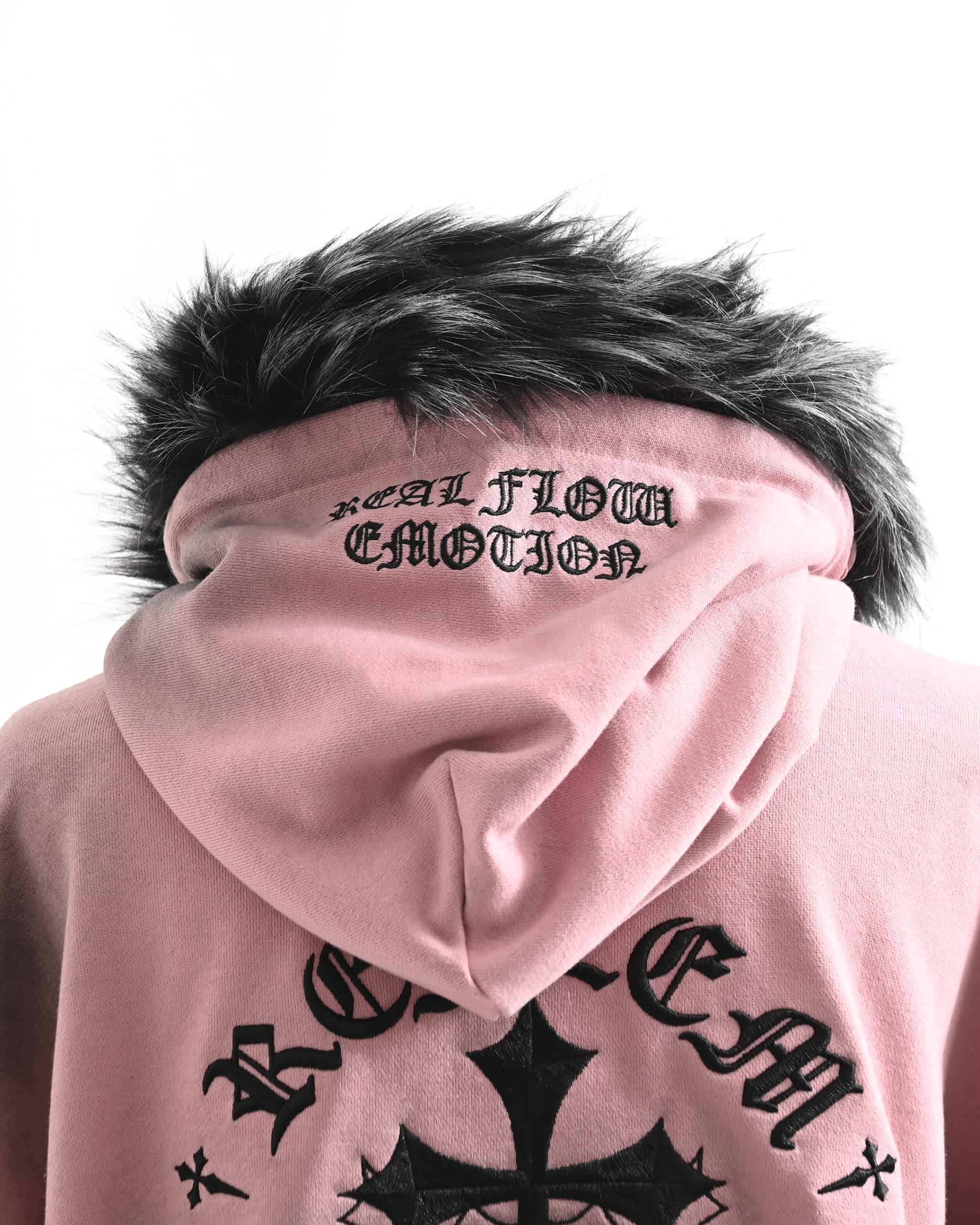 REFLEM【レフレム】ファー付きクロス刺繍ジップパーカー/全3色