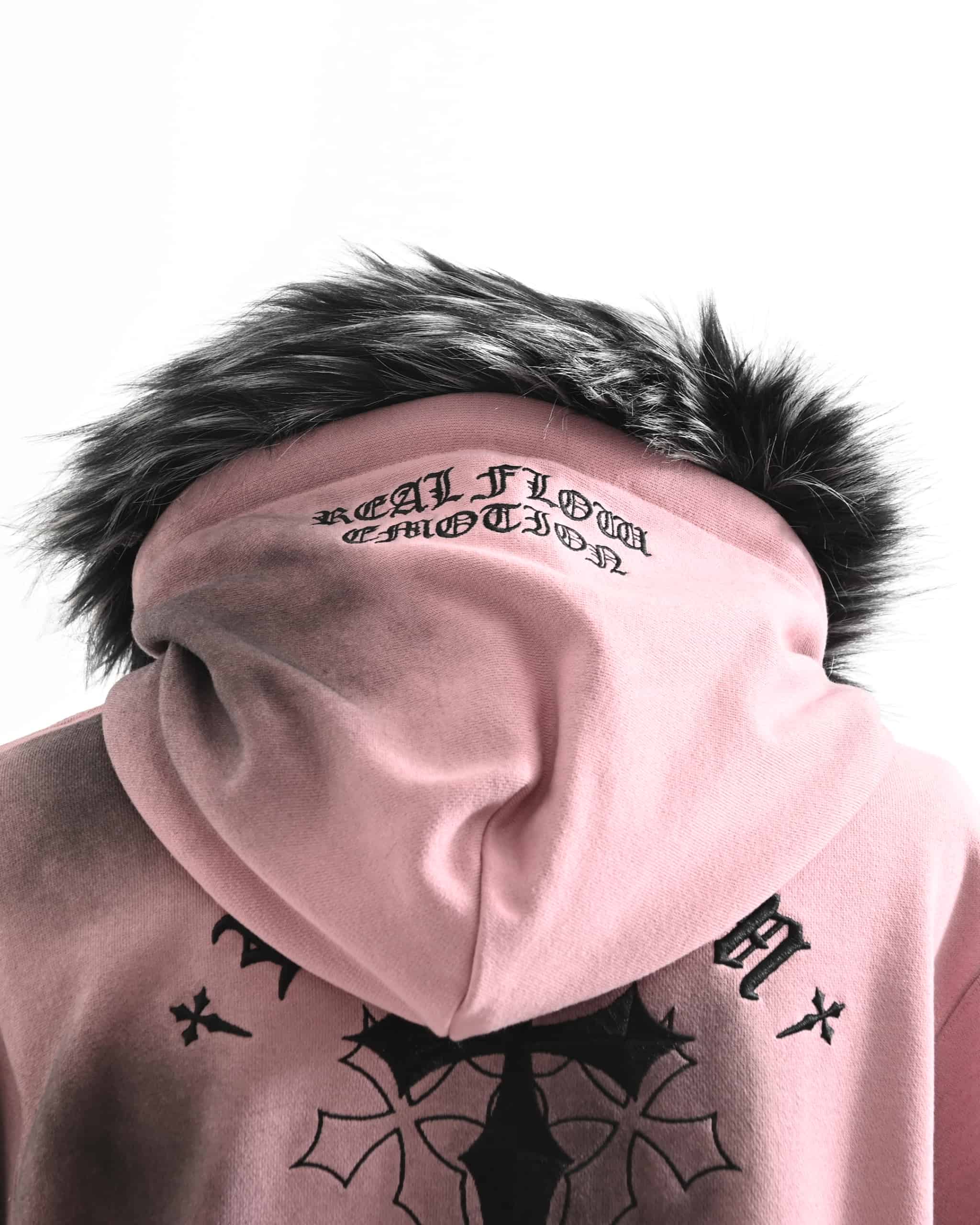 REFLEM【レフレム】ファー付きクロス刺繍クロップドジップパーカー/全3色